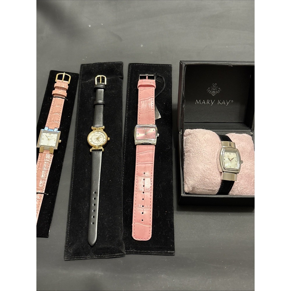 Lot of 4 BRAND NEW Mary Kay Boutique Fashion Watches - Pink & Black Bands